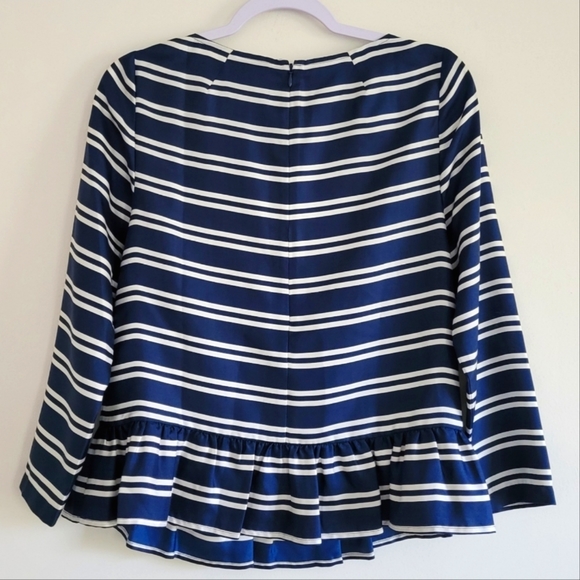 Vinyard‎ Vine 100% Silk Navy Striped Marine look Blouse Top 4 - Picture 4 of 4